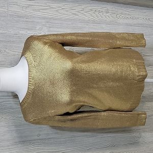 Rock & Republic Metallic Gold Sweater, Size XS